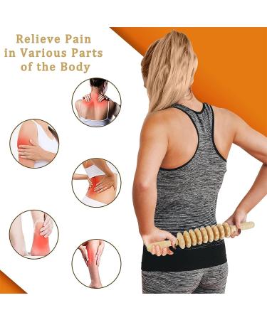 Jitnetiy Wooden Massage Roller Handheld - 9 Ball Cellulite Sore Trigger Points | White - Buy Online on GoSupps.com