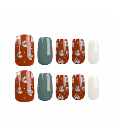 Shop BABALAL Fall Press on Nails - Medium Square Brown Leaf Glossy Acrylic Nails | 24PCS Glue-on Manicure for Women & Girls - Buy Online on GoSupps.com