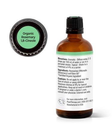 Buy Plant Therapy Organic Rosemary Essential Oil 100% Pure | USDA Certified Organic Aromatherapy | Undiluted & Therapeutic Grade 100 mL - Buy Online on GoSupps.com