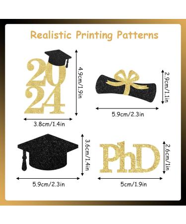 PHD Graduation Decorations 2024 36 Pcs PHD Cupcake Toppers Black and Gold Graduation Party Decorations Congrats Grad Decorations for Class of 2024 PHD Doctor Degree Graduation Supplies - Buy Online on GoSupps.com