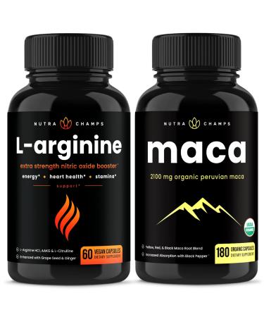 NutraChamps L-Arginine Capsules and Maca Capsules 2 Pack Bundle
