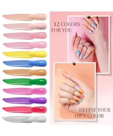 VANREESA Poly Nail Gel Kit - 12 Colors Nail Extension Set for DIY Manicures | Professional Starter Kit for Women - Colorful Flowers - Buy Online on GoSupps.com