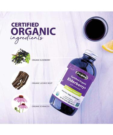 Flora Organic Elderberry & Echinacea Immune Support - 8.5 fl oz (250 ml) - Buy Online on GoSupps.com