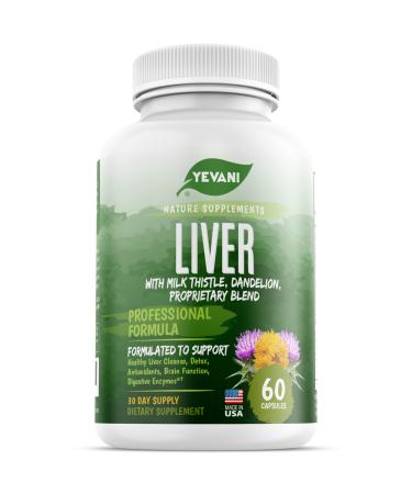 YEVANI 100% Pure Liver Cleanse Detox Support Formula - Herbal Liver Support Supplement - Milk Thistle Dandelion Root Beetroot Artichoke Extract Liver Health - Jujube Milk Thistle Detox Capsules