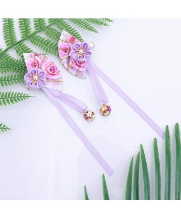 Amosfun Cherry Blossom Hair Clip & Pin Set - Japanese Tsumami Kanzashi Hair Accessories for Women - Purple Yukata Style - Buy Online on GoSupps.com