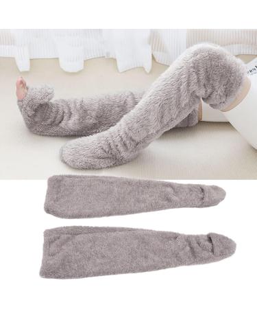 Over Knee Fuzzy Socks | Winter Sleeping Socks | Soft Thick Plush Leg Warmers - Gray - Buy Online on GoSupps.com