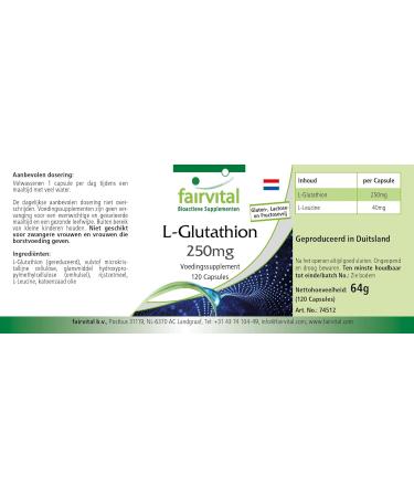 Fairvital | L-Glutathione 250mg - box of 4 months - VEGAN - 120 Capsules - Buy Online on GoSupps.com