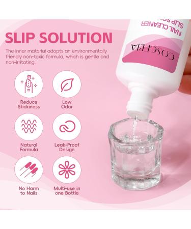 COSCELIA SLIP Solution 60ml - Mini Pump Dispenser with 100 Nail Cleaning Cloths | Nail Art & Manicure Tool - Buy Online on GoSupps.com