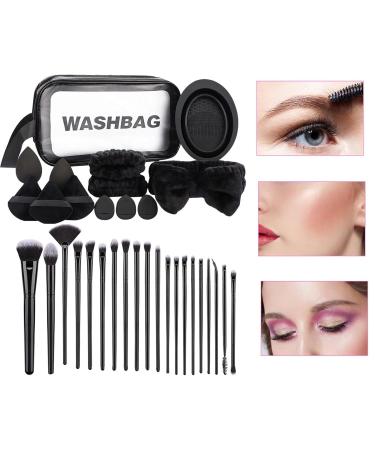 Face Makeup Tool Set - 33-Piece Makeup Brushes Kit with Organizer Bag Hair Tie & Powder Puff - Multi-Functional Soft Brushes for Beginners Black - Buy Online on GoSupps.com