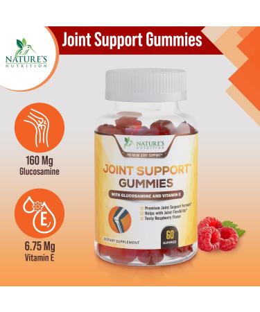 Nature's Joint Support Gummies - Extra Strength Glucosamine & Vitamin E for Joint Health & Flexibility - Occasional Discomfort Relief - 60 Gummies - Buy Online on GoSupps.com