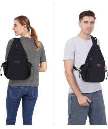 MOSISO Canvas Sling Backpack Crossbody Hiking Daypack Bag with Anti-theft Pocket - Black - Buy Online on GoSupps.com