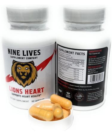 Buy NINE LIVES Lions Heart Daily Life Supplement | CoQ10 Magnesium L-Carnitine & More | International Shipping Available - Buy Online on GoSupps.com