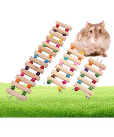 3 Sizes Pet Hanging Wooden Ladder - Hamster Stairs Suspension Bridge & Swing Cage Toy for Birds & Rodents - Buy Online on GoSupps.com
