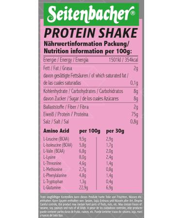 Seitenbacher Casein Protein Shake Powder | Strawberry | 75% Pure Casein Protein | 750g | Soy-Free International Shipping - Buy Online on GoSupps.com