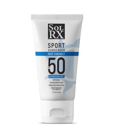 SolRX SPORT SPF 50 Sunscreen  Oxybenzone Free  Broad Spectrum UVA/UVB  Fragrance Free  Reef Friendly