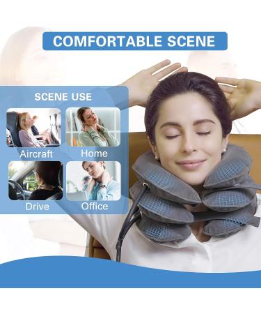 Inflatable Cervical Neck Traction Device - Adjustable Brace for Chronic Pain Relief & Spine Alignment - Home & Office Neck Care Equipment - Grey - Buy Online on GoSupps.com