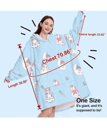 Cozy Portable Blanket Hoodie - Oversized Sweatshirt & Bag Unicorn Sky Blue - Perfect Gifts for Women - Buy Online on GoSupps.com