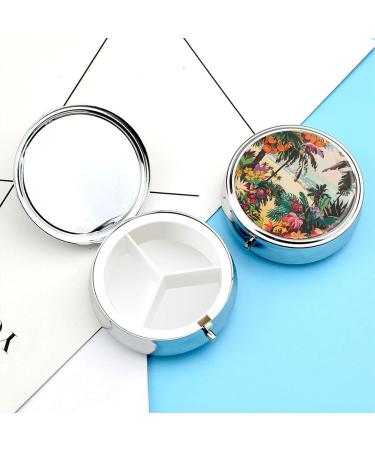 Shop Stylish Tropical Floral Pill Box | 3 Compartment Travel Pill Organizer | Portable Medicine Case for Handbag & Pocket - Buy Online on GoSupps.com