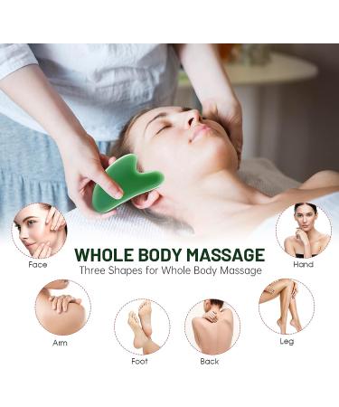 Wiok Gua Sha Massage Facial Tool - Natural Jade Stone for Acupuncture Therapy and Wrinkle Prevention | Gua Sha Boards Scraping Massage Tool for Face and Body SPA - Buy Online on GoSupps.com
