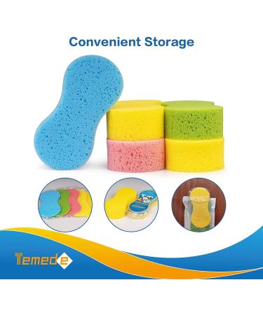 Temede Large Car Wash Sponge Kit - 5 Pack All Purpose Foam Scrubbers for Cleaning Dishes, Tile, Bike, Boat - Easy Grip Sponge for Kitchen, Bathroom & Household - Buy Online on GoSupps.com