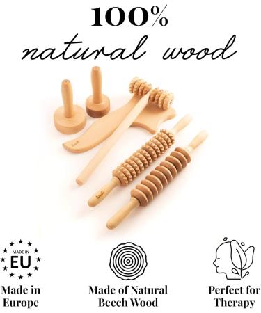 Tuuli Accessories Maderotherapy Wood Set - Massager for Cellulite & Lymphatic Drainage | Swedish Cup & Roller - Buy Online on GoSupps.com