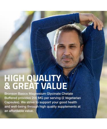 Bronson Magnesium Glycinate 200mg High Absorption Chelated Buffered Gentle On The Stomach Non-GMO, 60 Vegetarian Capsules 60 Count (Pack of 1) - Buy Online on GoSupps.com