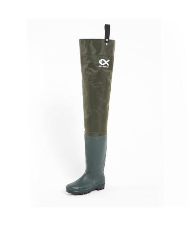 Duck and Fish Green Fishing Wader Hip Boots with Cleated Outsole 11