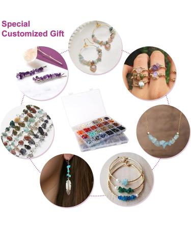 Quefe 2360pcs 48 Colors Crystals Beads Jewelry Making Kit - Gemstone Chip Beads for DIY Craft - Necklace Bracelet Earrings - Ring Making Supplies - Buy Online on GoSupps.com