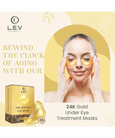 LEV 24K Gold Eye Mask - Reduce Puffiness & Dark Circles | 15 Pairs for Wrinkles & Fatigue Relief - International Shipping - Buy Online on GoSupps.com