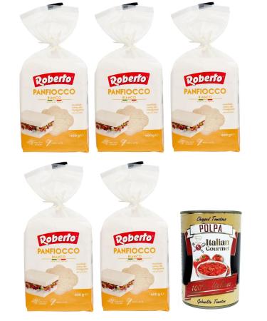 Italian Gourmet E.R. Roberto Panfiocco Bianco Soft White Bread Without Crust 400 g + 400 g Box of 5