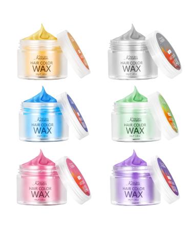 Temporary Hair Color Wax Hair Dye for Kids 6 Coloured Temporary Hair Colour Instant Styling Natural Hair Colour Wax Wash Out Easily for Men Women Party Cosplay Halloween Christmas Mix Color