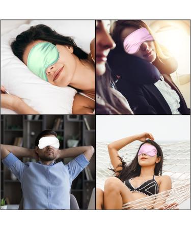 Lusofie 4Pcs Silk Sleep Masks Set - Adjustable Strap Eye Covers for Sleeping, Night Travel, Nap - Satin Eyeshade for Girls (Pink/White/Green/Emerald) - Buy Online on GoSupps.com