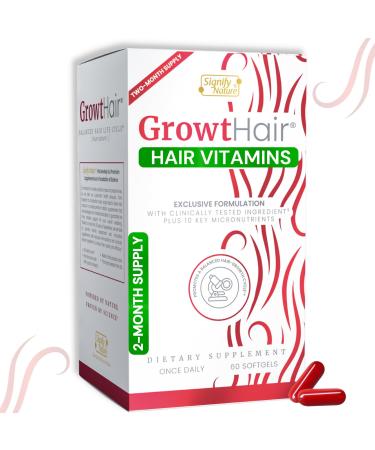 GrowtHair Hair Growth Supplement - Hair Vitamins For Hair Loss For Women & Men w/Anagain Nu + Biotin + Hair Growth Vitamins For Women | Vitaminas para el Cabello | Hair Supplement - 60-Day Supply