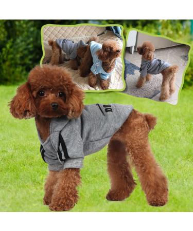 Stylish Pure Cotton Dog Hoodie - Streetwear Fashion for Small & Medium Dogs | Gray/Light Blue - Perfect for Puppies & Cats - Buy Online on GoSupps.com