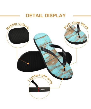 Mnsruu Vintage Blue Wooden Flip Flops for Men & Women | Stylish Sandals for Home Hotel Spa & Travel - Small Multicolor - Buy Online on GoSupps.com