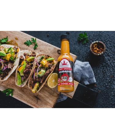 Poppamies Hot Sauce - Authentic Barbados Caribbean Flavor | Gluten-Free & Lactose-Free | Spicy 6/10 | 150ml - Buy Online on GoSupps.com
