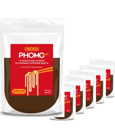 Authentic Chicken Pho Bone Broth | Slow-Simmered 12-Hour Vietnamese Recipe | 100% Natural Ingredients | No MSG/Preservatives | Gluten/Nut/Sesame Free | 6 x 500ml (makes 12 bowls) | 26 Cals per Portion Chicken Pho 500 ml (Pack of 6) - Buy Online on GoSupps.com