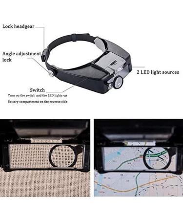 Head Magnifier Adjustable Size Headband Magnifying Lenses Repair Work Light High Transparency Lenses LED Light Head Lamp - Buy Online on GoSupps.com