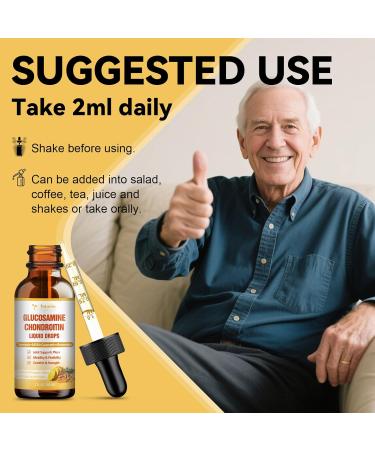 Glucosamine Chondroitin MSM Liquid Drops FSA-HSA - Joint Support Supplement for Mobility Flexibility & Bones Chondroitin Sulfate Supplement Turmeric Quercetin Bromelain MSM Oil 2 FL.OZ 2 Fl Oz (Pack of 1) - Buy Online on GoSupps.com