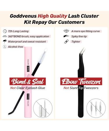 DIY Lash Extension Kit: 100 Pcs Lash Clusters with Waterproof Bond, Seal, and Tweezers - Goddvenus (7-14-16 Mixed) - Buy Online on GoSupps.com