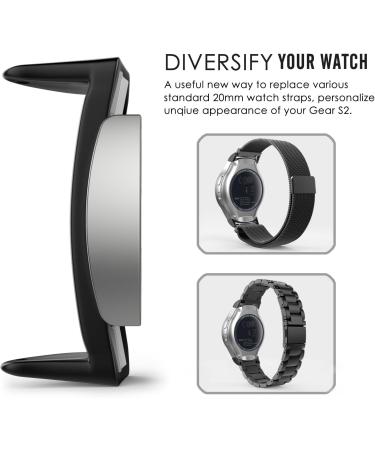 MoKo Watch Lugs/Connectors/Clasps Compatible with Gear S2  Stainless Steel Replaceable Connection Adapter Connect 20mm Watch Band fit Samsung Gear S2 SM-R720 & SM-R730  BLACK - Buy Online on GoSupps.com