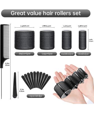 Mabufun Jumbo Hair Rollers Set Hair Rollers Self Grip Curlers For Long Hair No Heat Curlers Heatless Hair Rollers With Clips & Comb 24 Packs (Black 24Pcs) - Buy Online on GoSupps.com