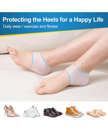 Silicone Heel Covers for Plantar Fasciitis & Cracked Heels - Comfortable Heel Pads for Men & Women (1 Pair Blue & 1 Pair White - Buy Online on GoSupps.com