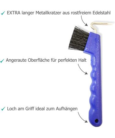 Premium Hoof Pick for Horses Donkeys & Goats Sturdy Brush & Ergonomic Handle (2x Blue) - International Shipping Available - Buy Online on GoSupps.com