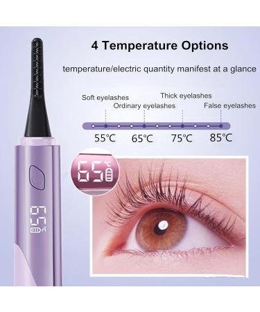 Heated Eyelash Curler - USB Rechargeable Waterproof Comb & LCD Display for Natural Long-Lasting Curls - Perfect for Women (Purple - Buy Online on GoSupps.com
