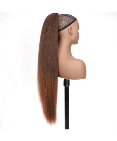 PORSMEER 30 Inch Yaki Straight Drawstring Ponytail Clip In Extensions for Women Kinky Straight Pony Tail Extensions Hair Extensions Ponytail (Black mixed brown) - Buy Online on GoSupps.com
