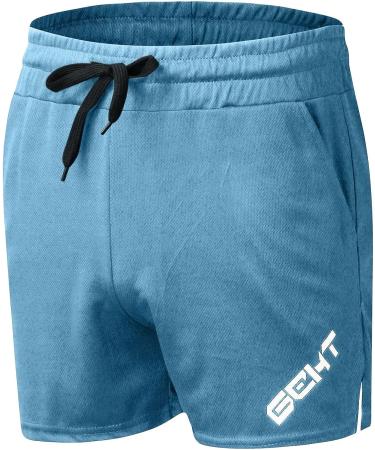 Men's Solid Blue Swim Trunks | Drawstring Sports Shorts with Pockets | 3XL - Buy Online on GoSupps.com