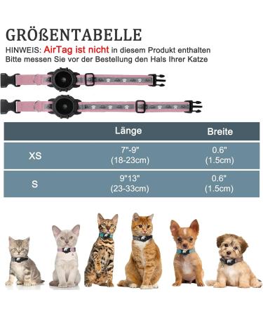 Jiarui Reflective AirTag Cat Neck Band - Adjustable GPS Collar for Cats & Puppies XS 7-9 inch - Pink - Buy Online on GoSupps.com
