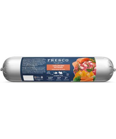 Fresco Dog Barf Sausage Menu Complete Salmon and Beef with Carrot | 2 Pack | 2 x 400g | Salmon & Beef Dog Food with Carrot | - Buy Online on GoSupps.com
