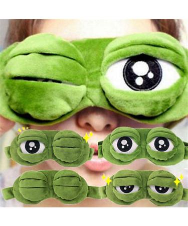 Cute Frog 3D Cartoon Unisex Sleep Eye Mask | Soft Blindfold for Sleeping, Travel, Office | Relaxation Mask in D-Green (9.45 x 3.35 inches) - Buy Online on GoSupps.com